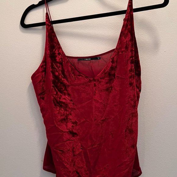 J Brand Luci Velvet Maroon Cami Tank, Small - Picture 2 of 8